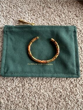 Aurélie Bidermann Gold and Brown Ceramic Cuff Bracelet